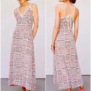 Cecilia Prado Anthropologie Crochet Knit Cottage Boho Colorful Maxi Dress Medium